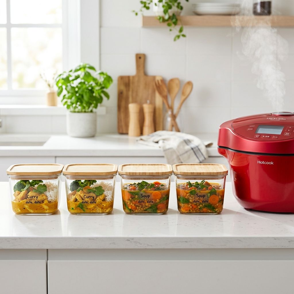 【家事自動化】ホットクックで実現する「週間ミールプレップ（食事のバッチ処理）」。週末1時間で平日5日間の栄養を確保するシステム構築