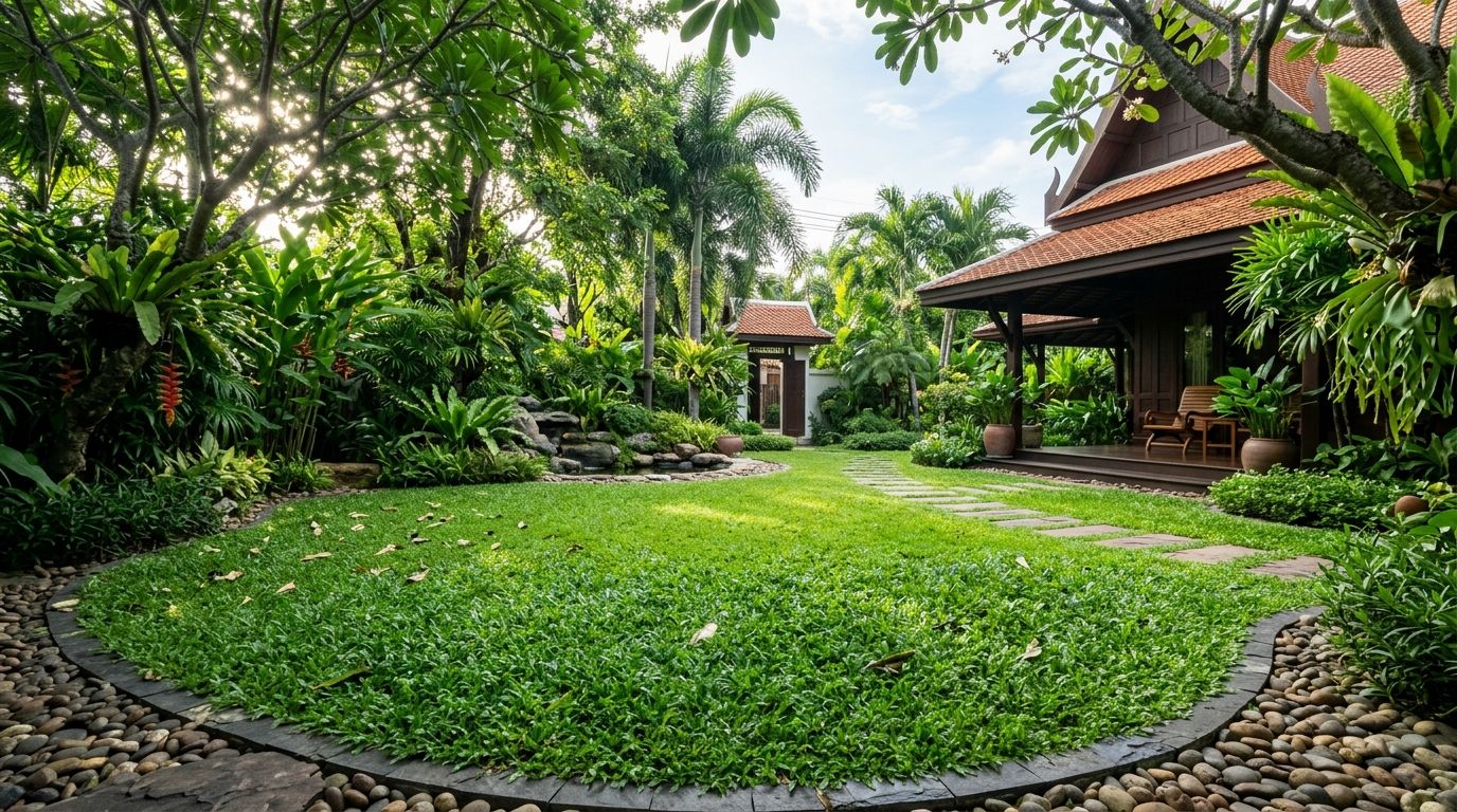 【タイの庭づくり】芝生は「マレー芝」一択！雑草地獄から解放される最強コスパの理由