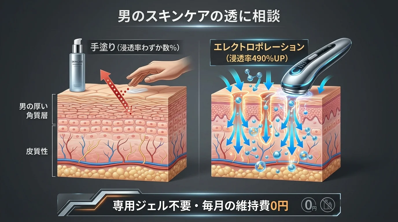 男のスキンケア浸透率とメディキューブのメカニズム