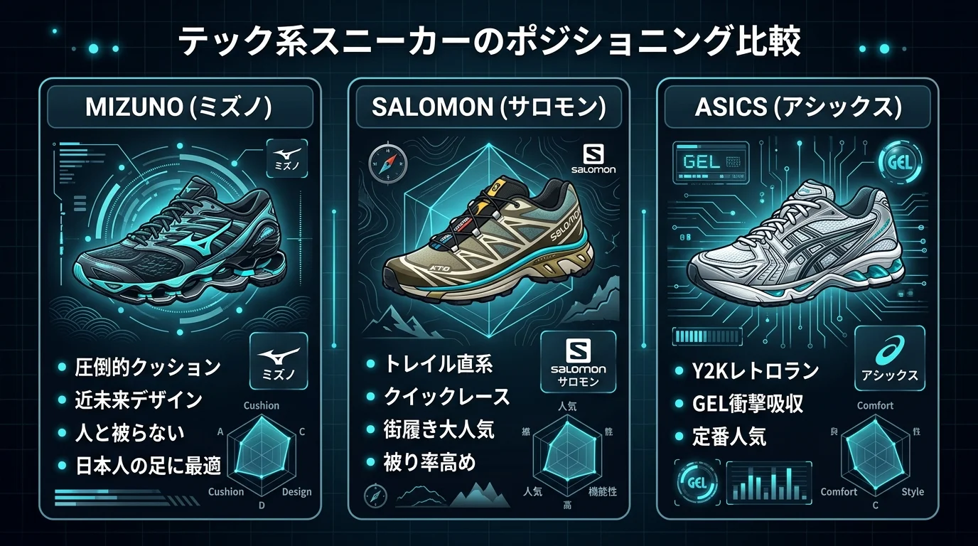 テック系スニーカーのポジショニング比較