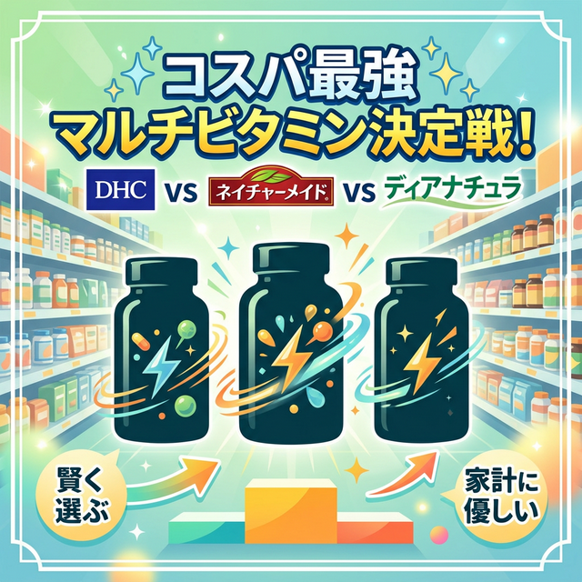 コスパ最強マルチビタミン決定戦！DHC・ネイチャーメイド・ディアナチュラを徹底比較