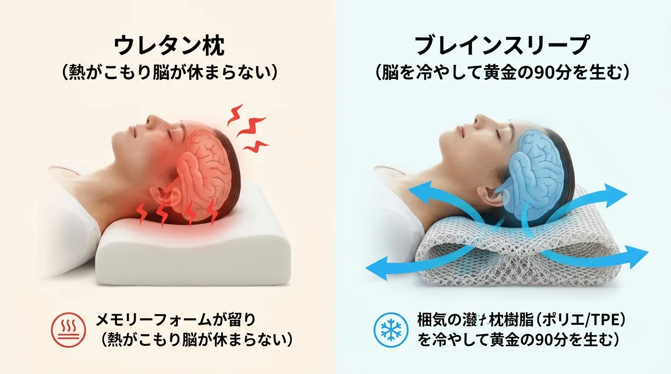 深部体温の低下と黄金の90分睡眠のメカニズム比較インフォグラフィック